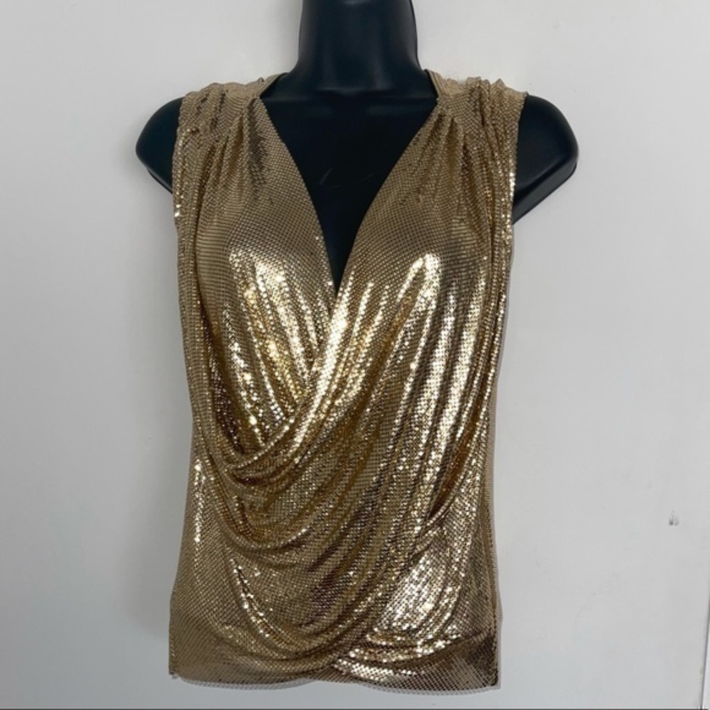 Whiting and Davis Gold Vintage Heavy Chain Mail Top